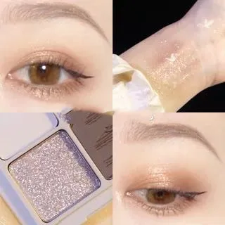 Four color Eyeshadow Palette Matte Pearlescent Earth Gray Purple Waterproof Sequin Glitter Student 04Cream Cement - Shop at LoveMi