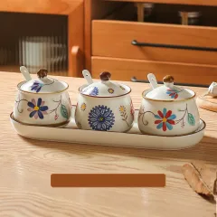 Household Salt Pot With Cover Kitchen Japanese Seasoning Pot - Mixed Color Three Coats - View 1