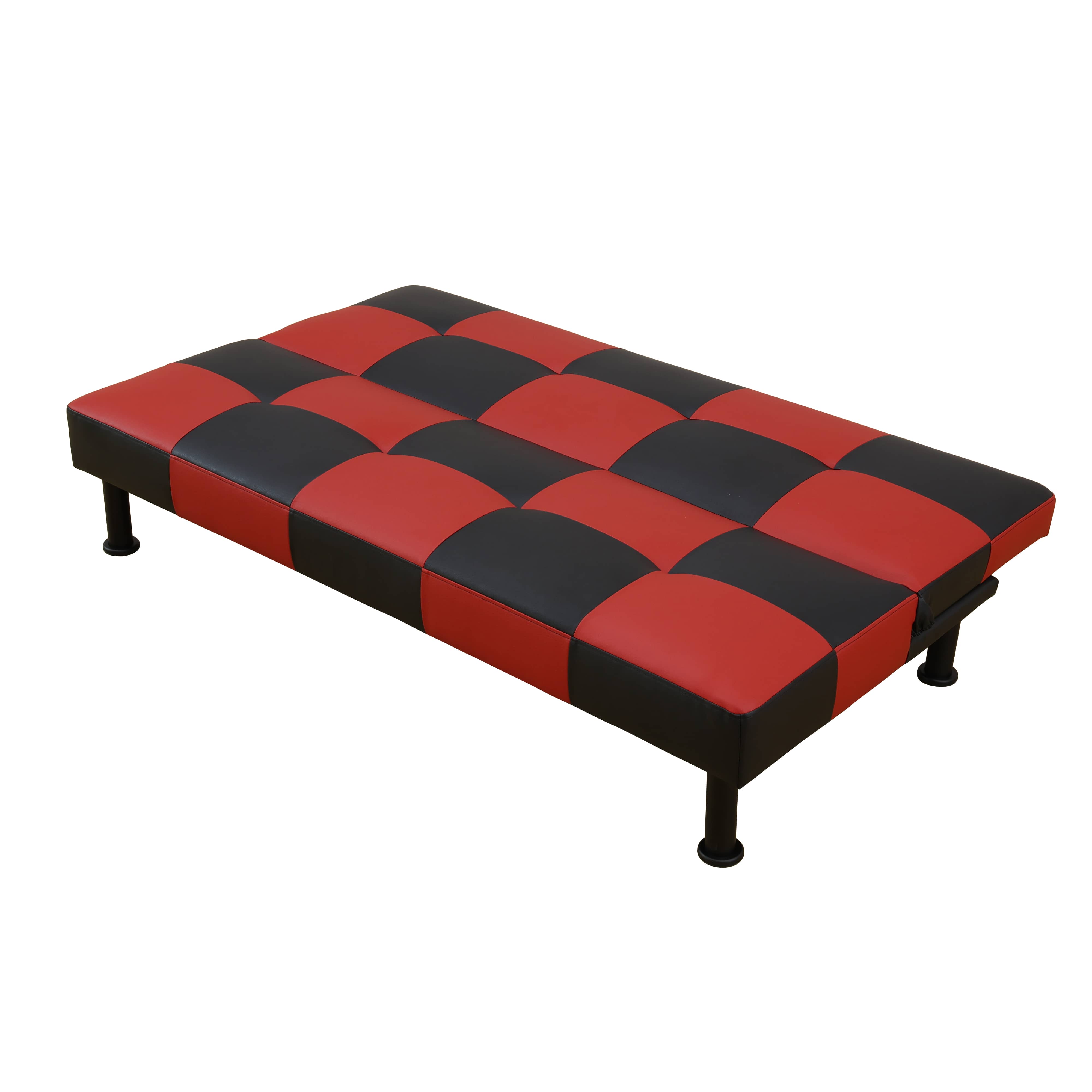 Pickup Only--Red&Black Faux Leather Living Room Sofabed