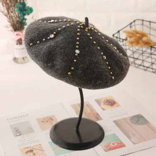 Women's Woolen Elegant Beret Versatile - Dark Grey