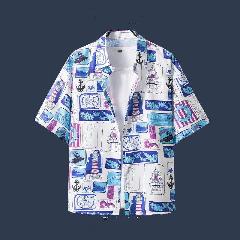 Title 2, Hawaiian Beach Flower Shirt Short Sleeve Mens ...