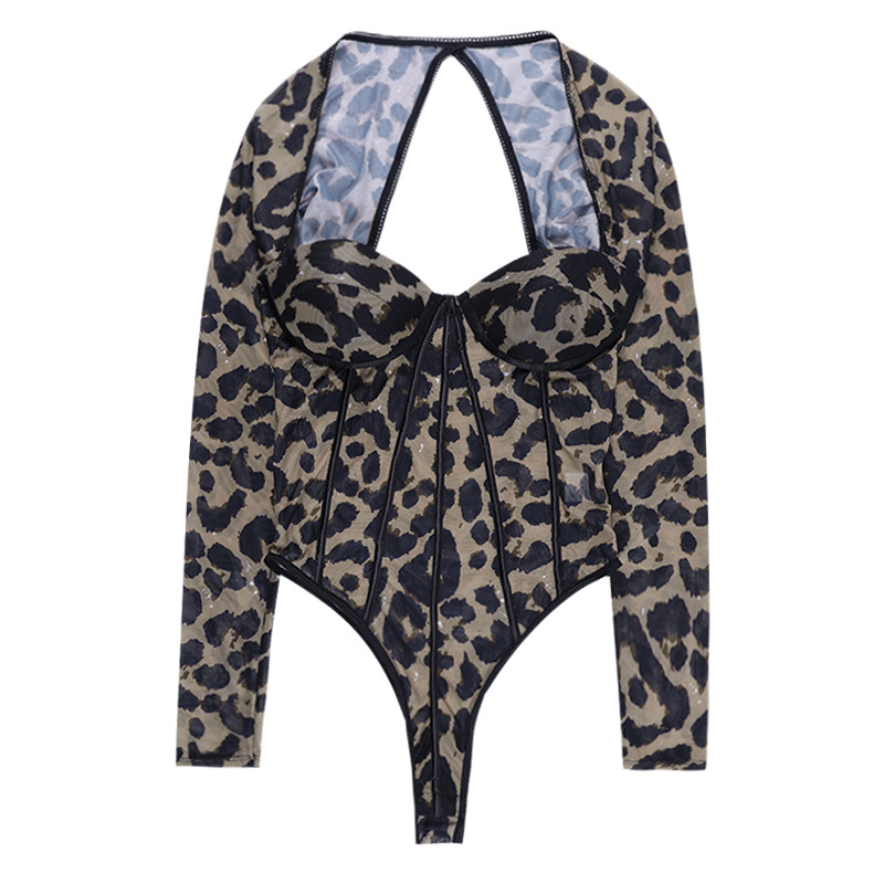 Title 14, Vintage Leopard Print One-piece Bottoming Shirt