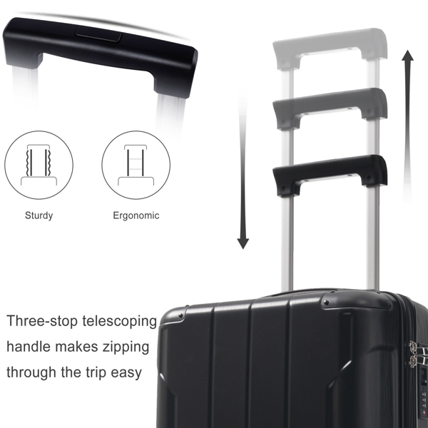 20-Inch Hardshell Carry-On Luggage, Lightweight Durable ABS Suitcase with Spinner Wheels, Built-in TSA Lock, 2 Packing Cubes, Black-26