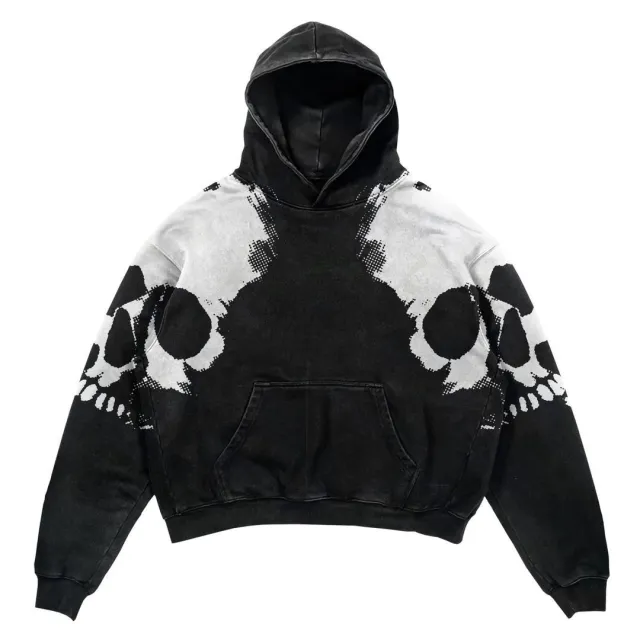 Gothic Patchwork Print High Street Loose Pullover Hoodie Sweatshirt Style8 - Shop at LoveMi