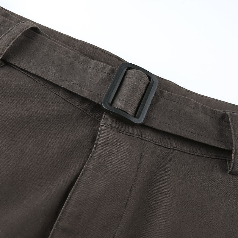 Cool Brown Overalls With Waist Pockets Loose And Slim