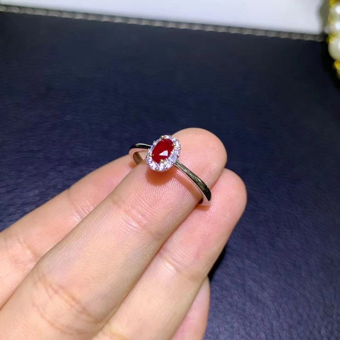 Title 5, Natural Pigeon Blood Ruby Ring 925 Silver