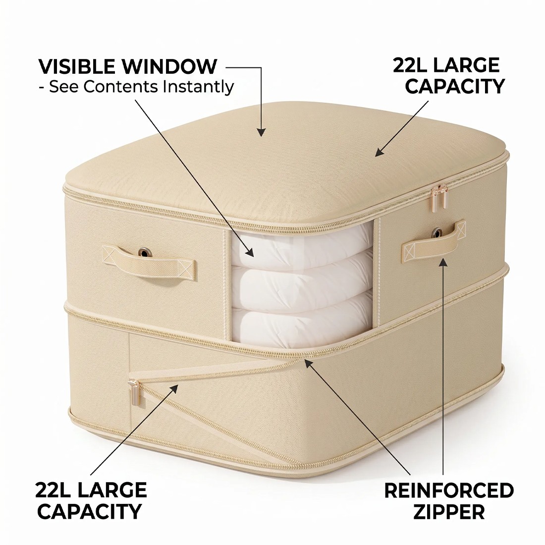 4x Clothes Storage Bags With Zips Bedroom Large Collapsible Box Bedding — image 12