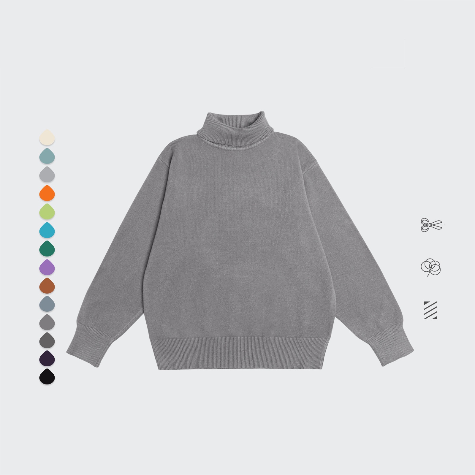 Title 8, Core Spun Loose High Neck Sweater Solid Color K...