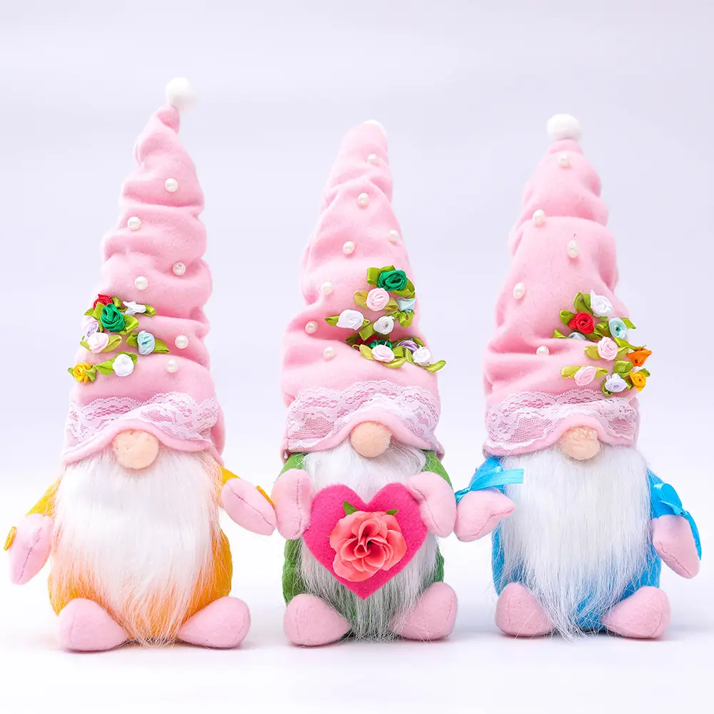 Valentine's Day Top Hat Pearl Flower Faceless Doll