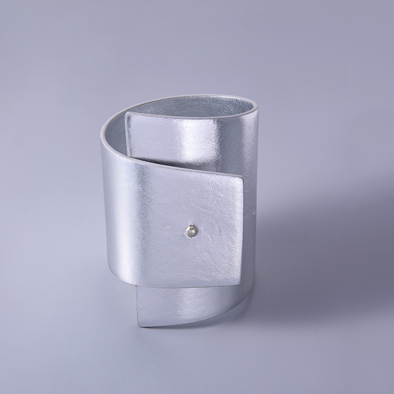 Silver Color Geometric Wide PU Leather Wrap Bracelet For Men