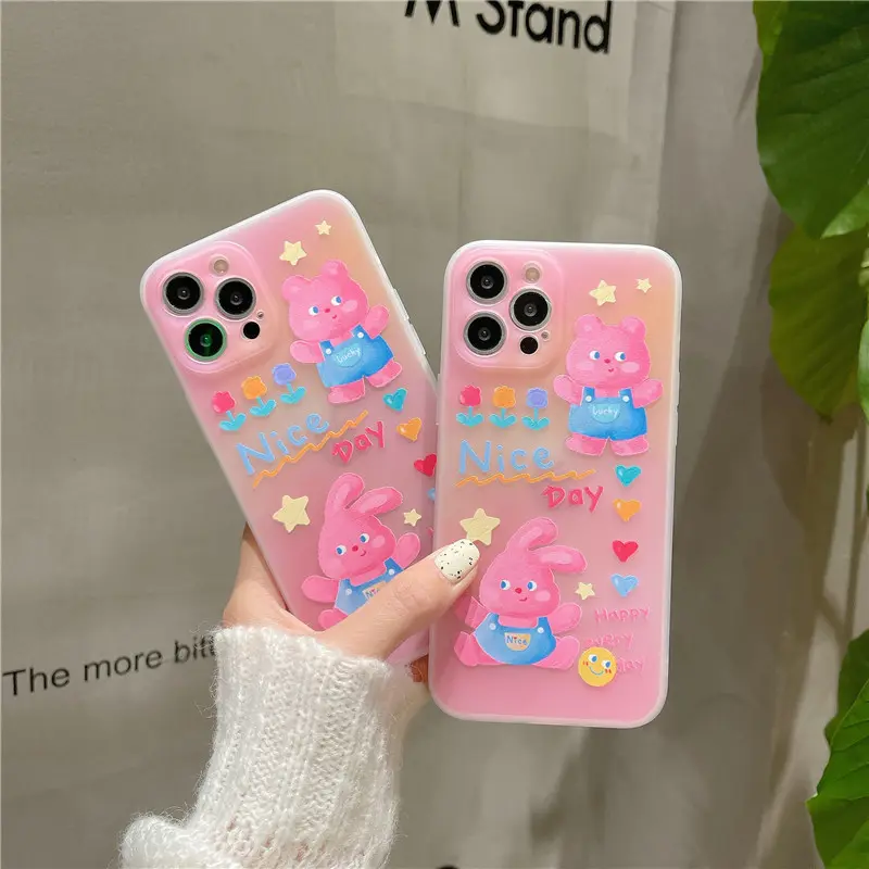 Fashion Creative Love Flower Bear Rabbit Phone Case