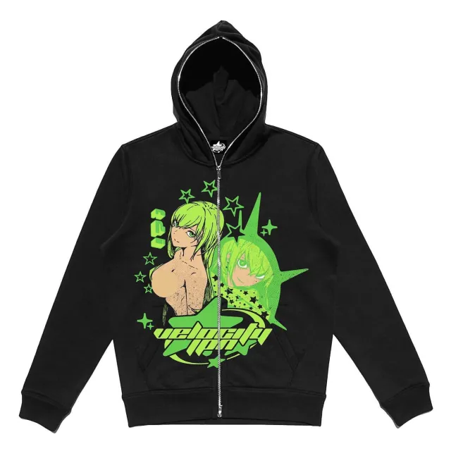 3D Digital Print Hooded Sweatshirt Mermaid Black Green - Shop at LoveMi