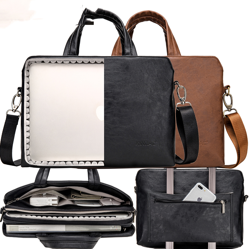 Handheld One Shoulder Business Notebook Leather Briefcase — foto 3
