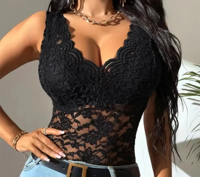 European And American Women's Wear Black Sexy Lace Top Black - Shop at LoveMi
