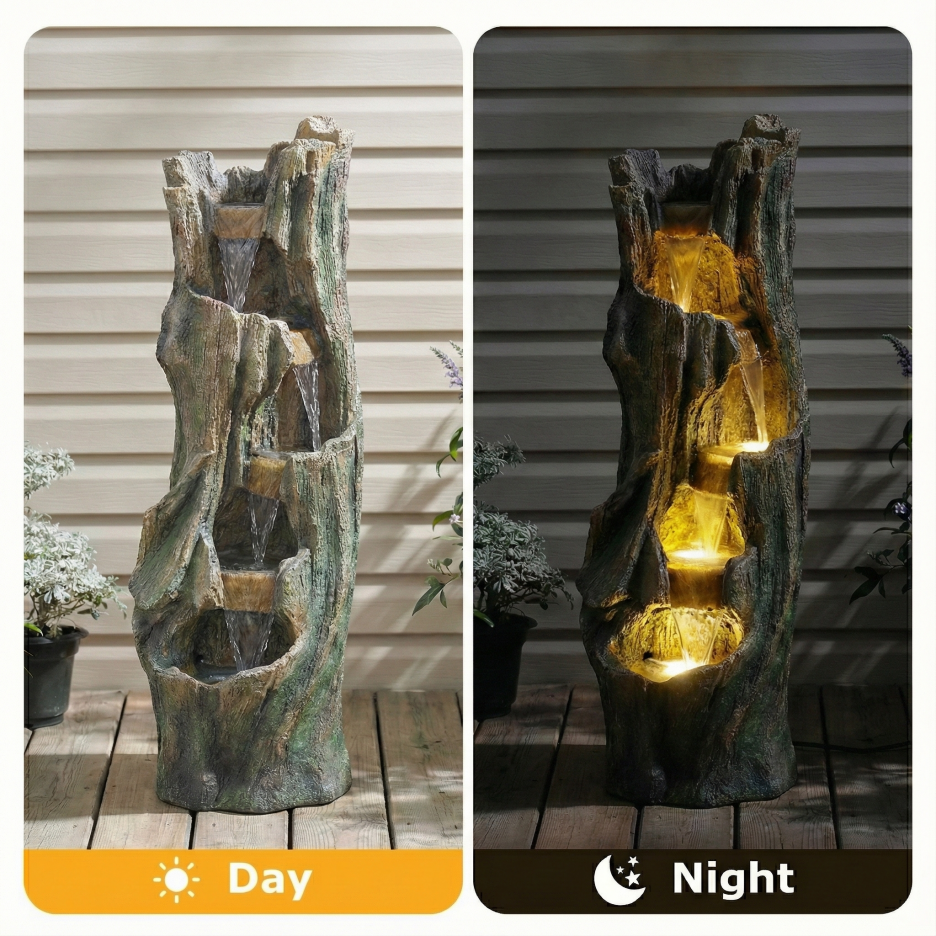 Waterfall Fountain For Outdoor Gardens And Patio Backyards Includes Energy-Efficient LED Lights And Easy Setup For Instant Relaxation — foto 5