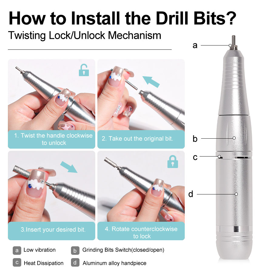 Professional Electric Nail Drill Machine, 45000RPM Rechargeable E-File Nail Drill Cordless, Electric Nail File Kit, Portable Electronic Grinder, Suitable For Nail Polish And Glue Nail Polish Polishing 5