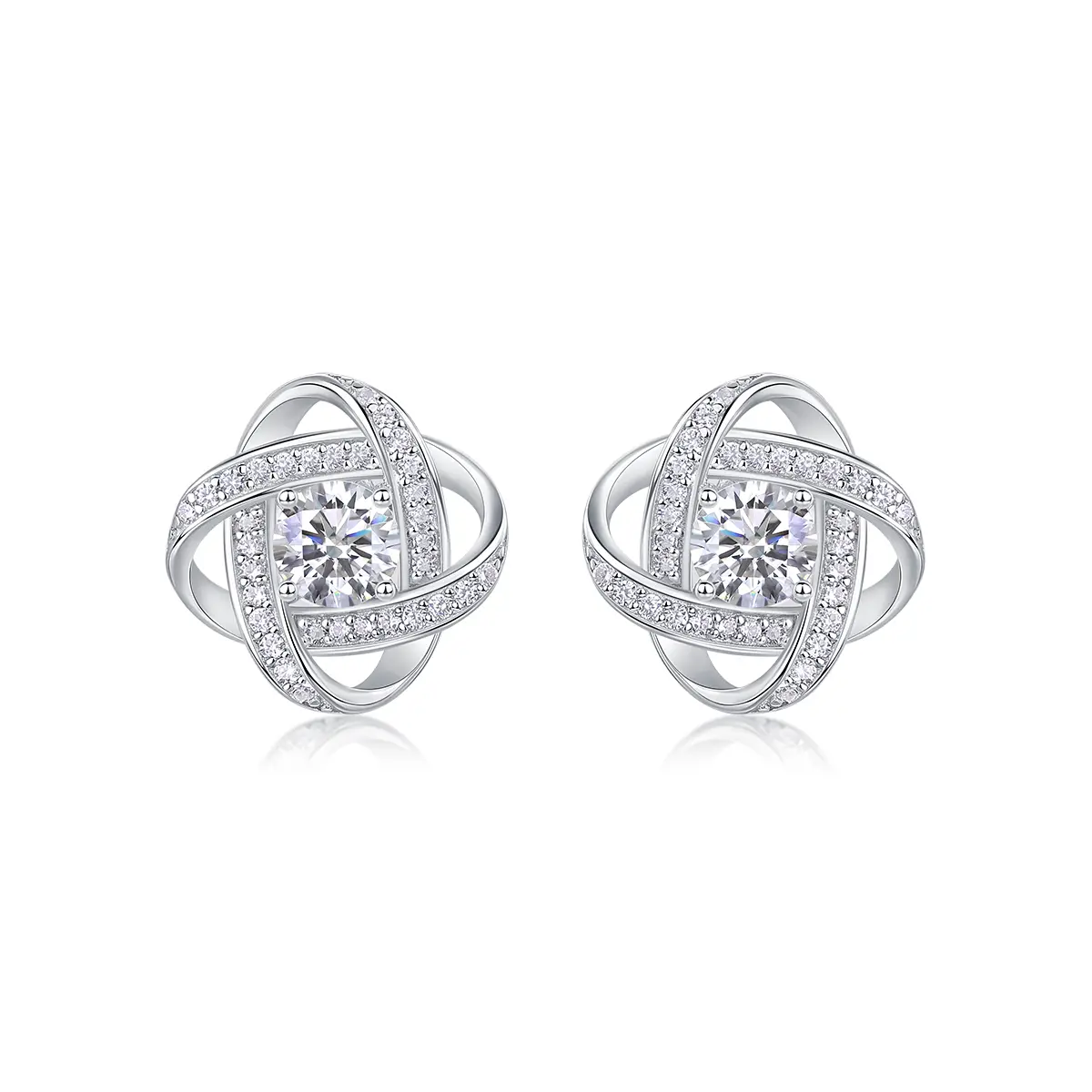 1Hope Beam - A Fashionable And Luxurious Diamond Jewelry Piece Set With Half-carat Moissanite S925 Sterling Silver And Platinum-plated Stud Earrings Prohibit Tk