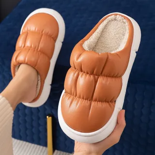 Home Slippers Women Soft Waterproof Non-slip Shoes Winter - Orange