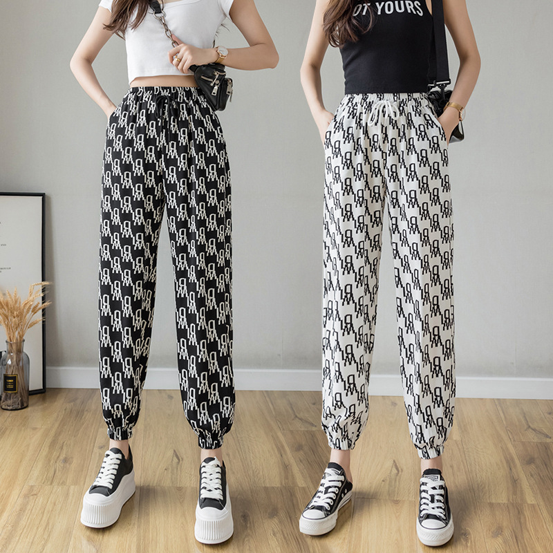 Title 10, Loose-fitting Feet Thin Letters Casual Pants Ha...