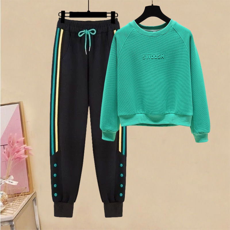 Title 3, Womens Letter Printed Sports Casual Sweater Se...