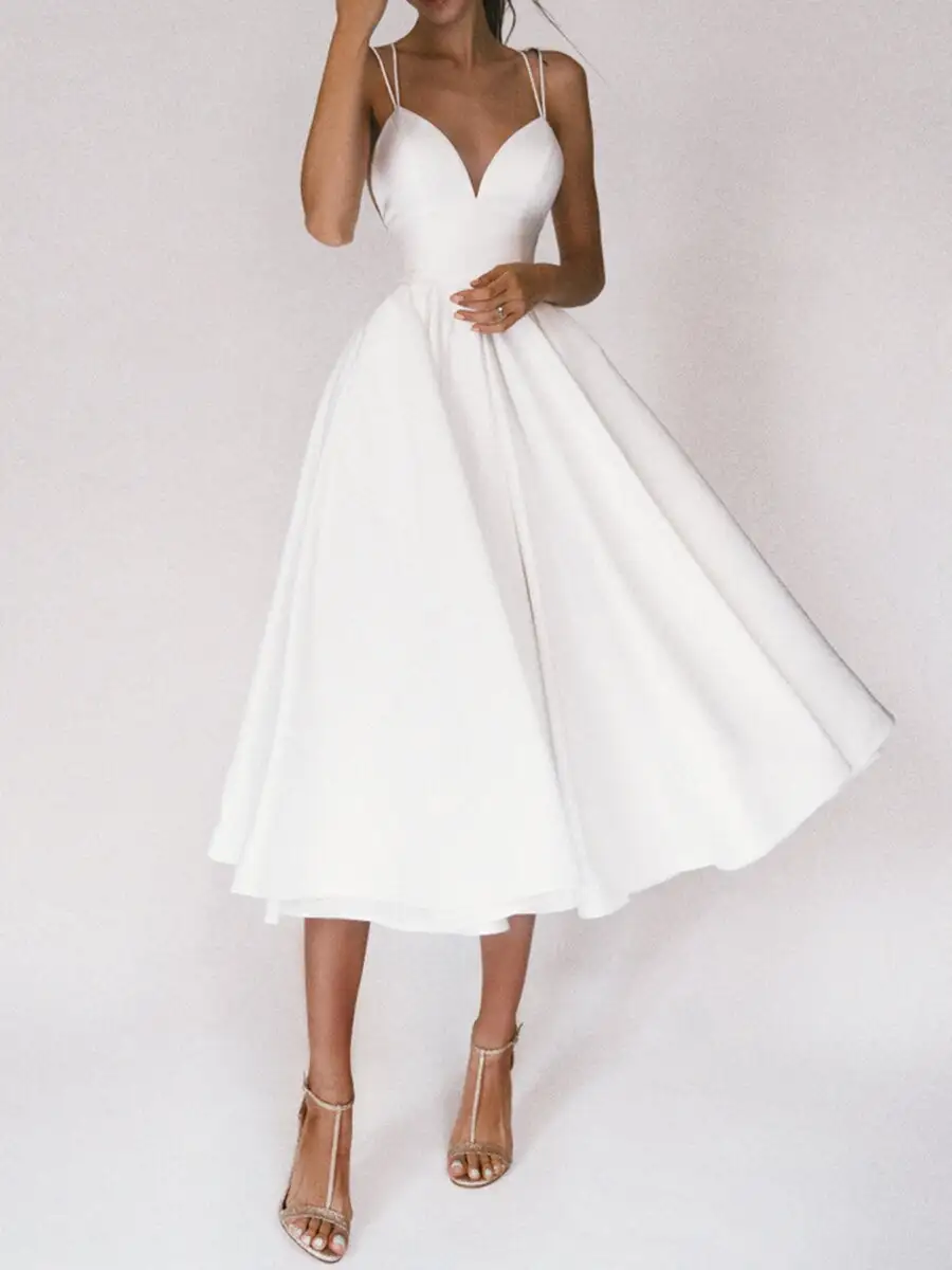 Sexy V-neck Suspender Dress Summer Fashion A-Line Long Dresses for Women