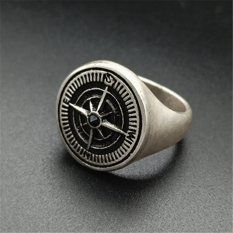 Men's Ring Stainless Steel Compass Vintage