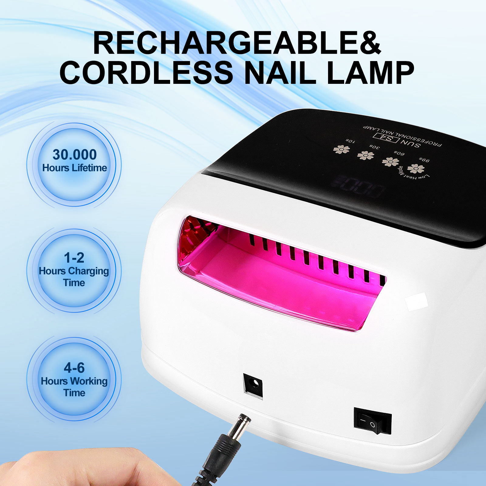 UV Nail Lamp, Professional Cordless UV LED Lamp For Nails 66Pcs Lamp Beads Automatic Sensor Gel Nail Uv Light For Nail Art At Home And In Salons 6