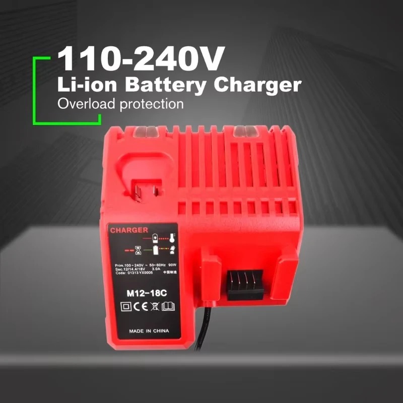 Replacement Li-ion Battery Charger Multi Voltage Charger For Milwaukee M18 14.4V-18V 48-11-1850 48-11-1840 48-11-1828 48-11-1815