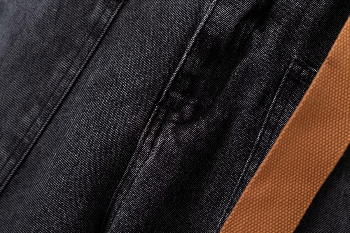 Ladies Polyester Denim Daddy Pants With Belt