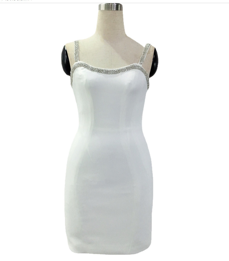 Black Rhinestone Sling Short Package Hip Skirt