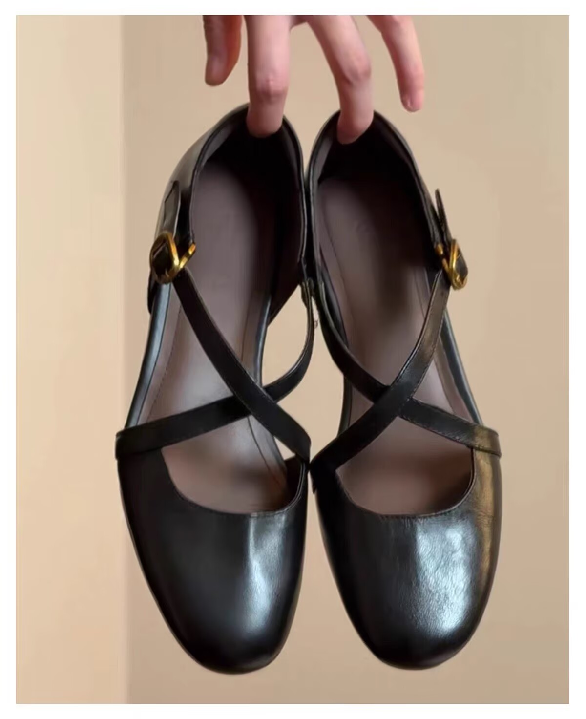 Women Vintage Cross Strap Hollow Mary Jane Flats, 2026 Summer Invisible Height Increase Commuter Shoes, Low Cut Design — view 3