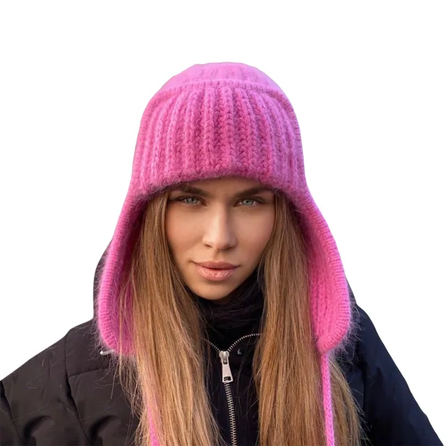 Women's Personalized Knitted Cuff Warm Wool Beanie Pink - Shop at LoveMi