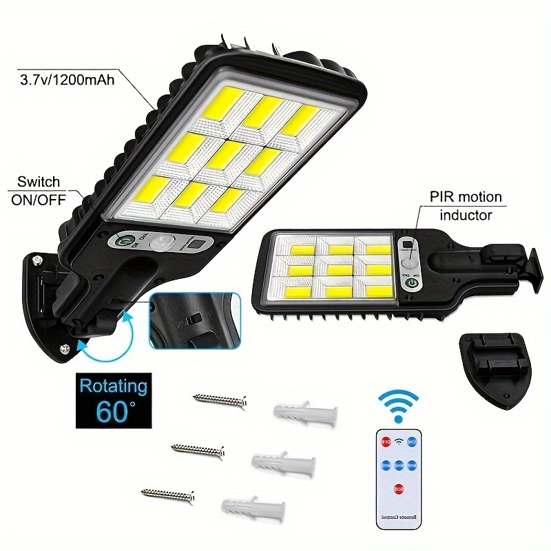 6 Packs Solar Powered Motion Sensor Outdoor Garden Light With 108 COB LED Lights