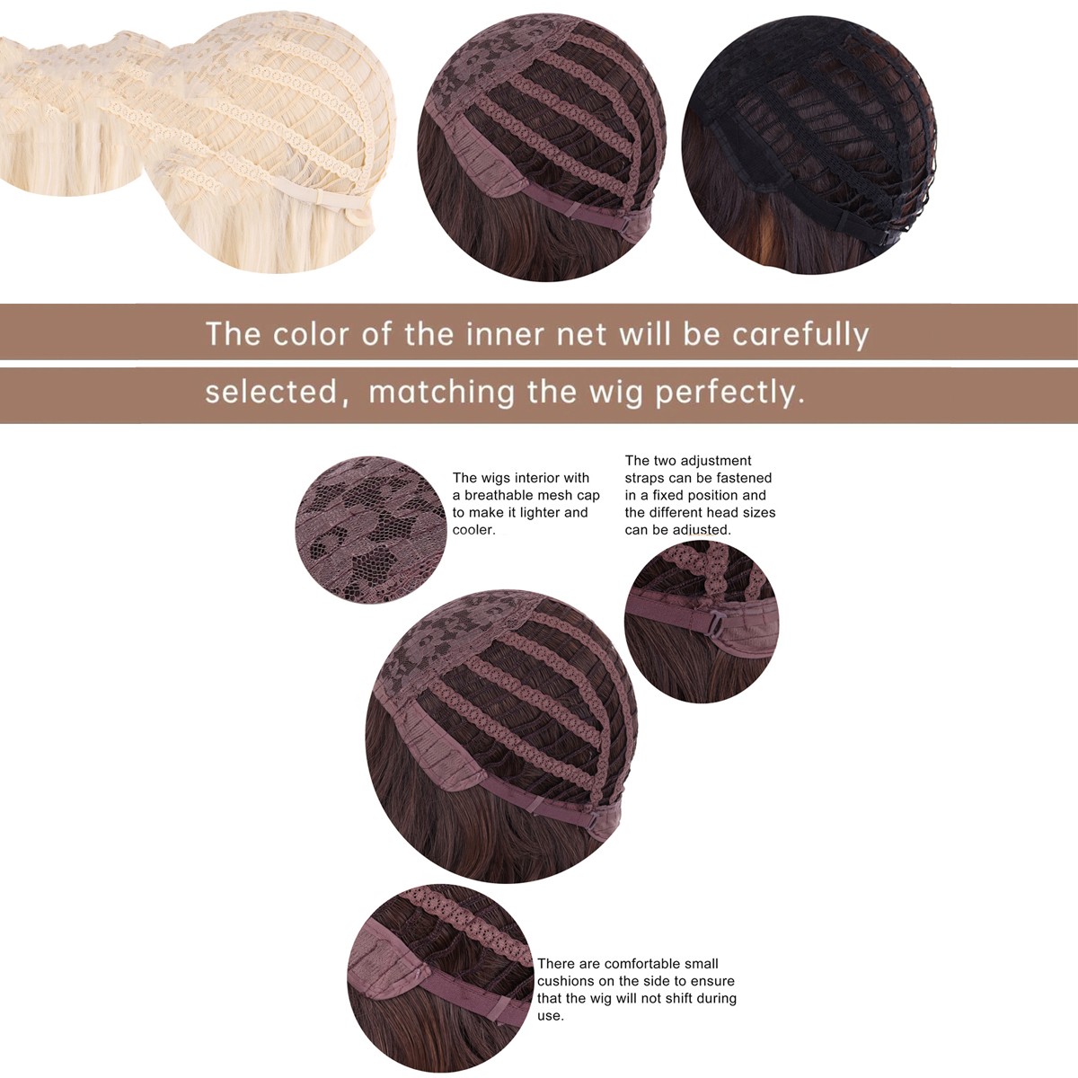 Center-parted Bangs Wig Female Top Pink