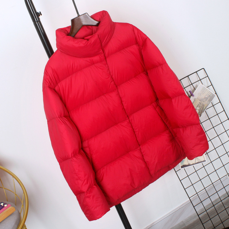 Thick Short Stand-up Collar Lightweight White Duck Down Jacket