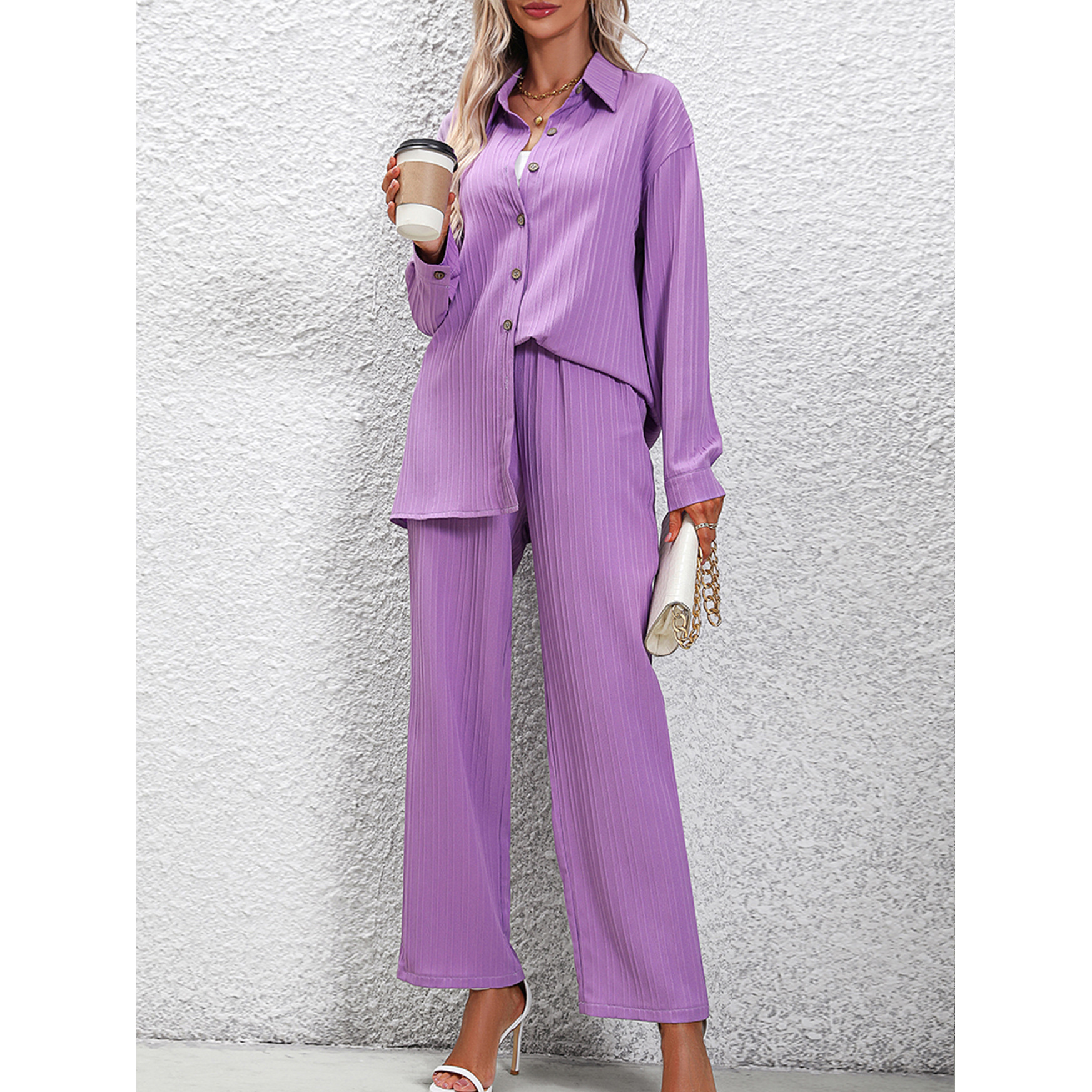 Title 5, Womens fashion loose shirt high waist pants tw...