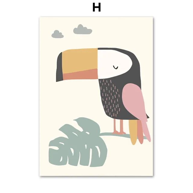 Cartoon Animal Pattern Wall Art Canvas Painting H - Shop at LoveMi