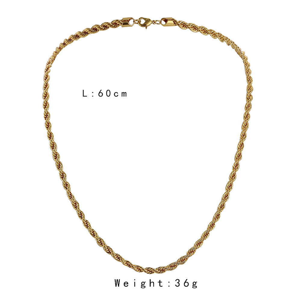 Cross-border European And American Fashion Simple Men's Golden Twist Chain