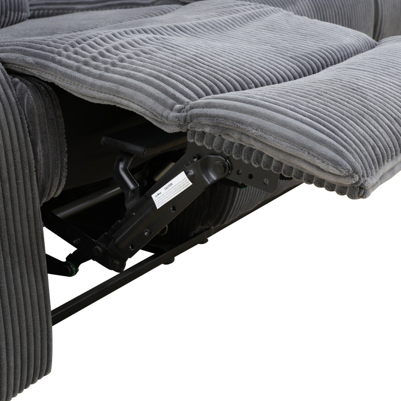 Pickup Only--Dark Grey Corduroy 3-Piece Living Room Recliner Sofa