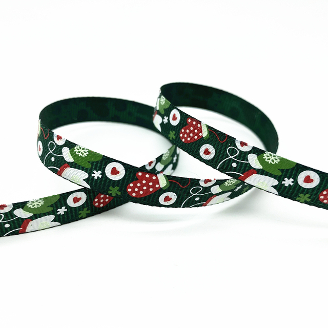 Size 5 10mm Christmas Ribbon Printed Grosgrain Ribbon