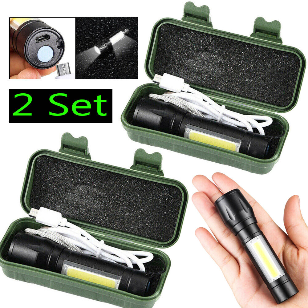 2pcs Super Bright 1500000LM Zoom Flashlight Mini LED Lamp Rechargeable Torch Box — image 9