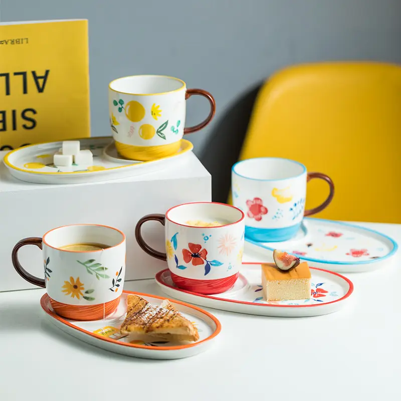 Ceramic Breakfast Cup And Plate Tableware Set Household Milk Coffee Cup
