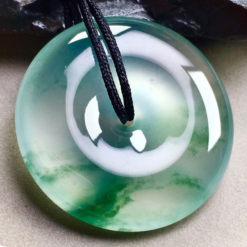 Title 4, Ice Seed Floating Flower Jade Pendant Necklace