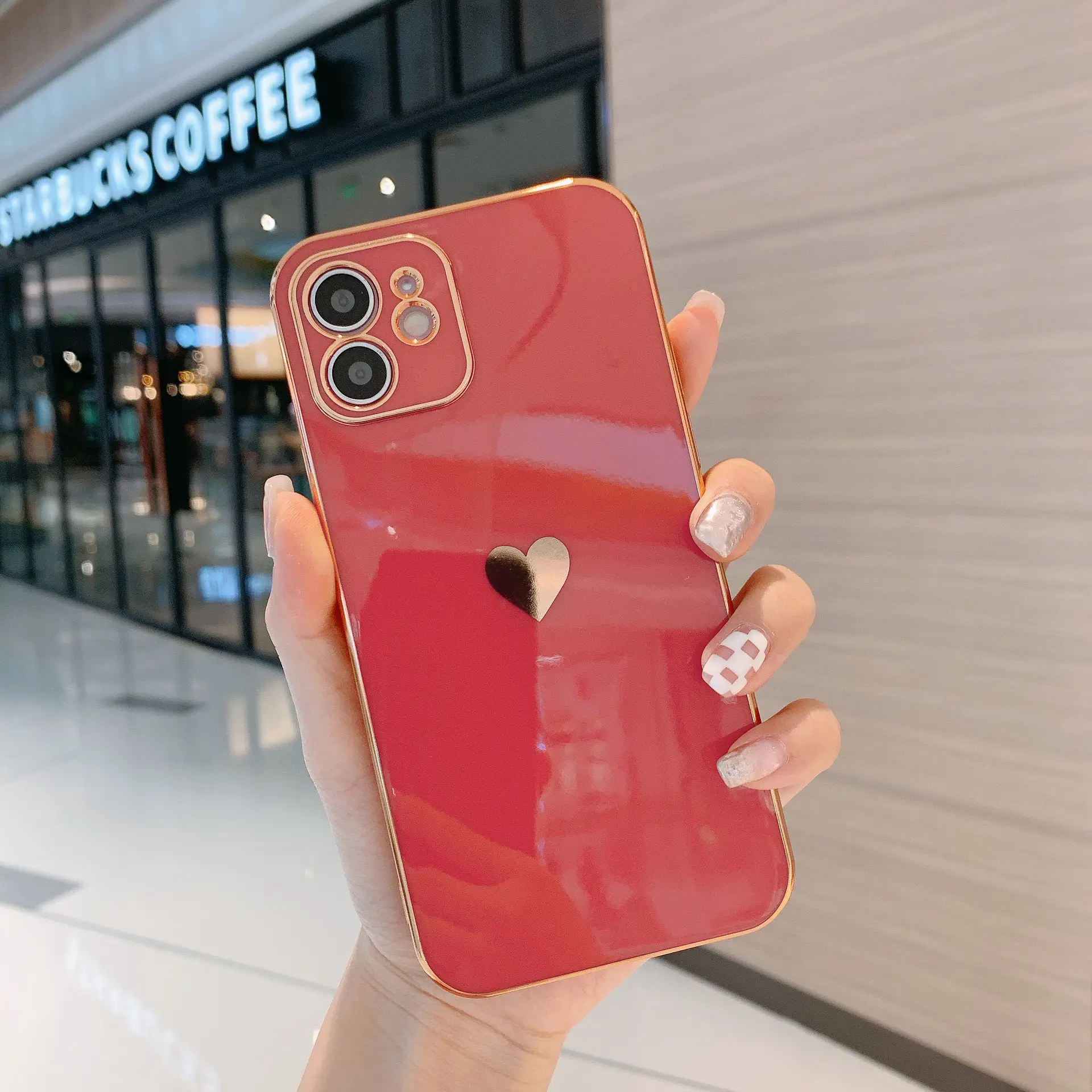Fashion Side Love Electroplating Mobile Phone Case