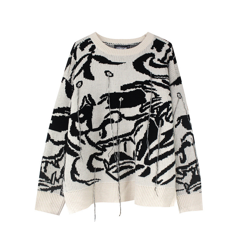 Teenager Line Decoration  Couple Knitted Sweater Jacket