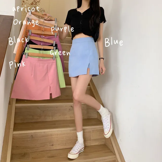 The New Slit Skirt Is Thin All match High waist Hip Skirt Purple - Shop at LoveMi