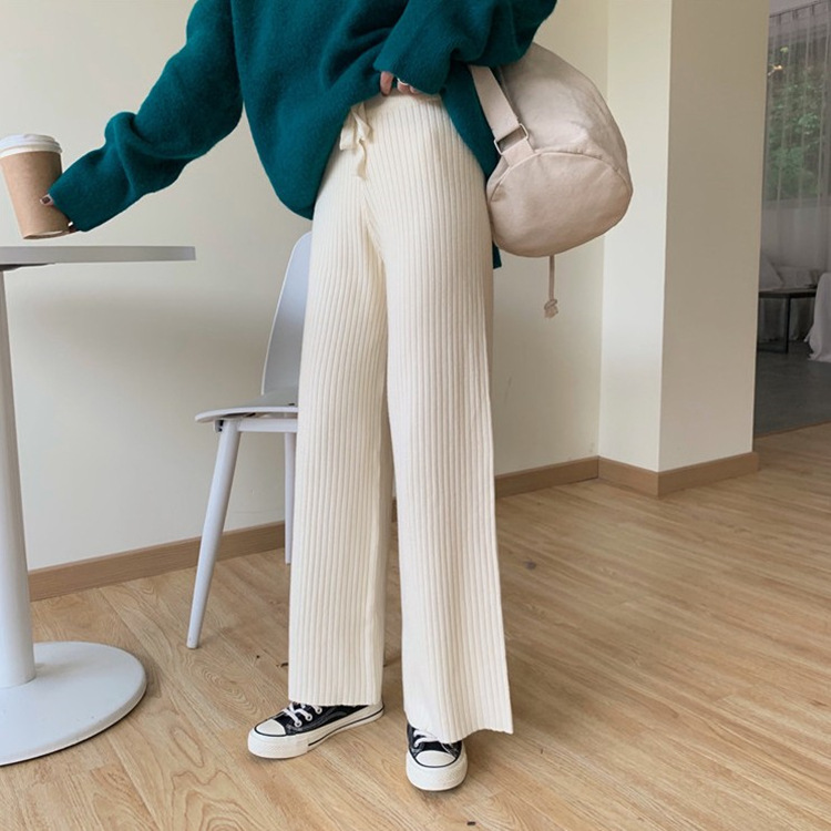 Title 5, Nine Points Of Drape Loose Knit Wide-leg Pants