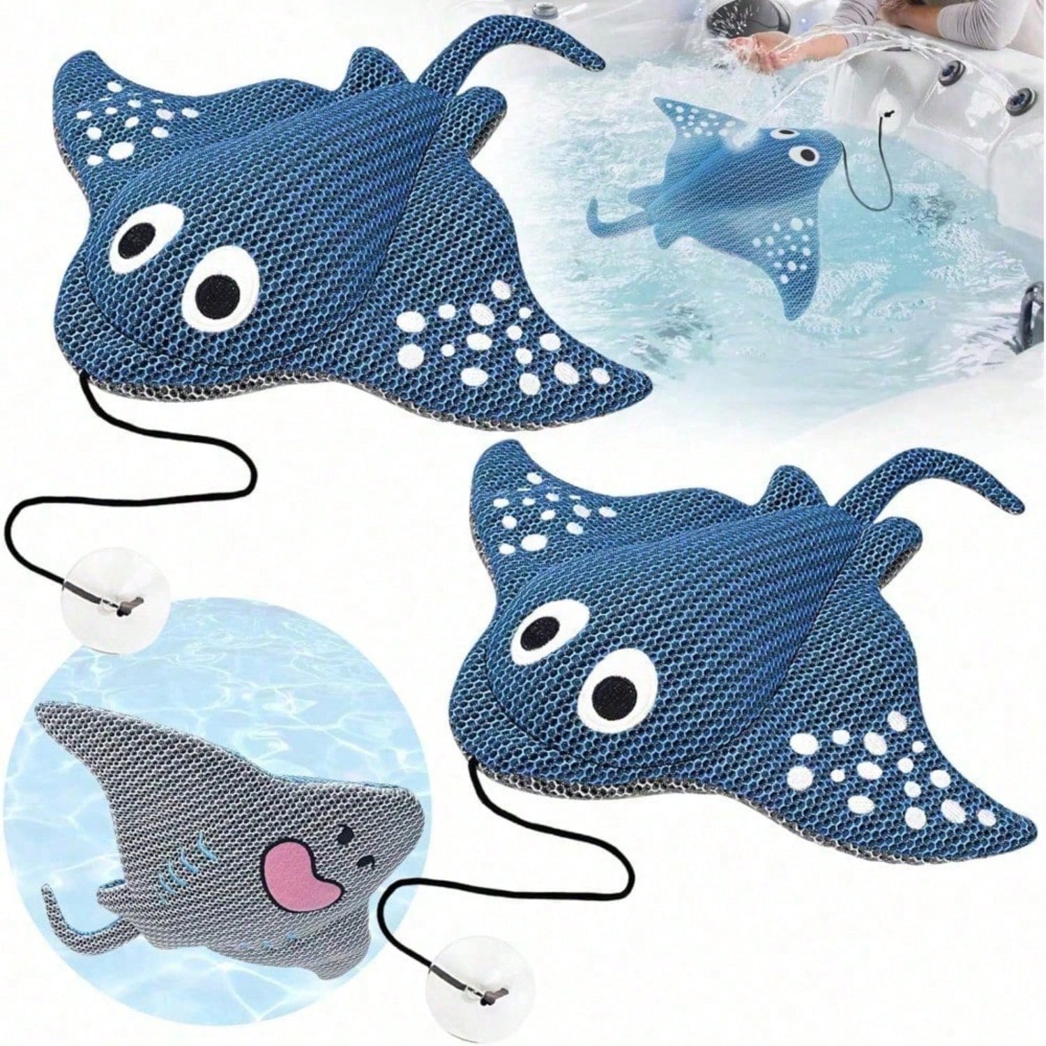 Stingray Turtle Design Floating Scum Cleaner, 3D Honeycomb Mesh Washable Reusable Sponge For Hot Tub Spa Pool Bathtub, Effectively Absorbs Oils Scum, Maintains Water Clarity And Extends Filter Life