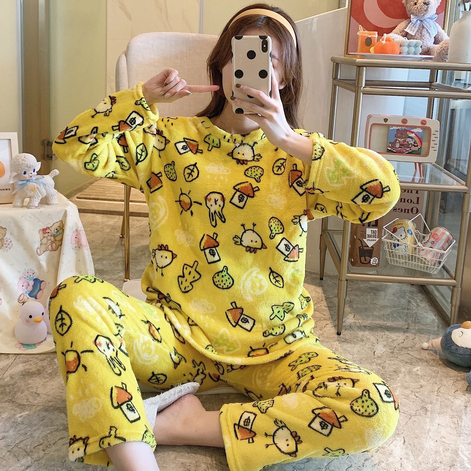 Title 14, Coral Fleece Pajamas Female Winter Thickened An...