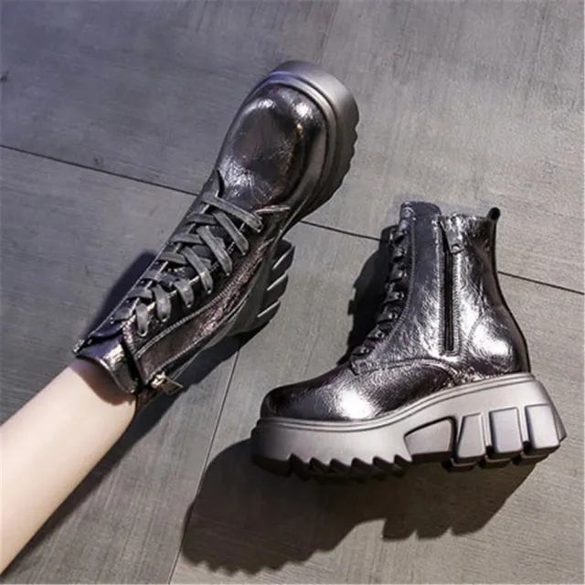 Ins In The Tide Increased Slimming Short Boots Grey - Shop at LoveMi
